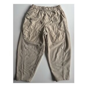 NIKE‎ Double Swoosh Curve Fleece Pants Womens Medium Beige Quilted Oversized